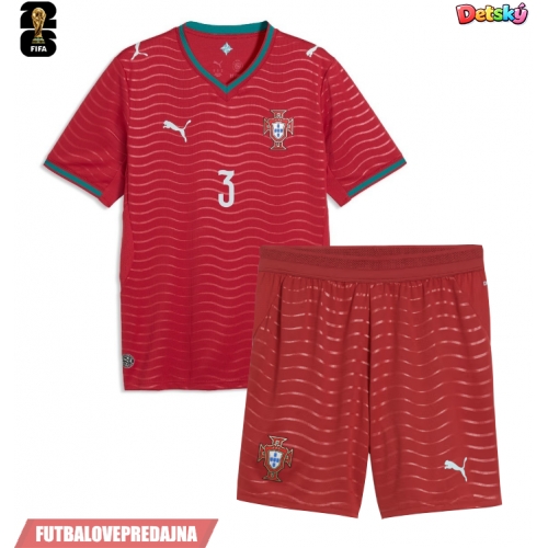 Lacne Dětský Futbalové dres Portugalsko Ruben Dias #3 MS 2026 Krátky Rukáv - Domáci (+ trenírky)